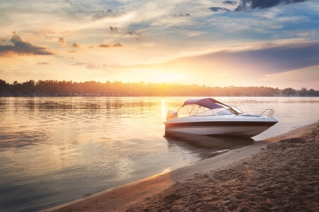 A yacht at the edge of the water